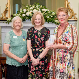 Vicki & Desley receiving the Autism Qld Patronage Award at Govt House - 2023